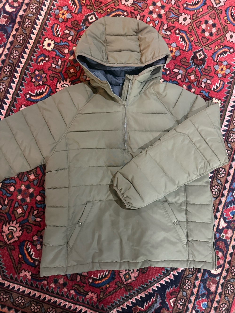 Men's Stoic Hooded Quilted Puffer Jacket in Olive Green